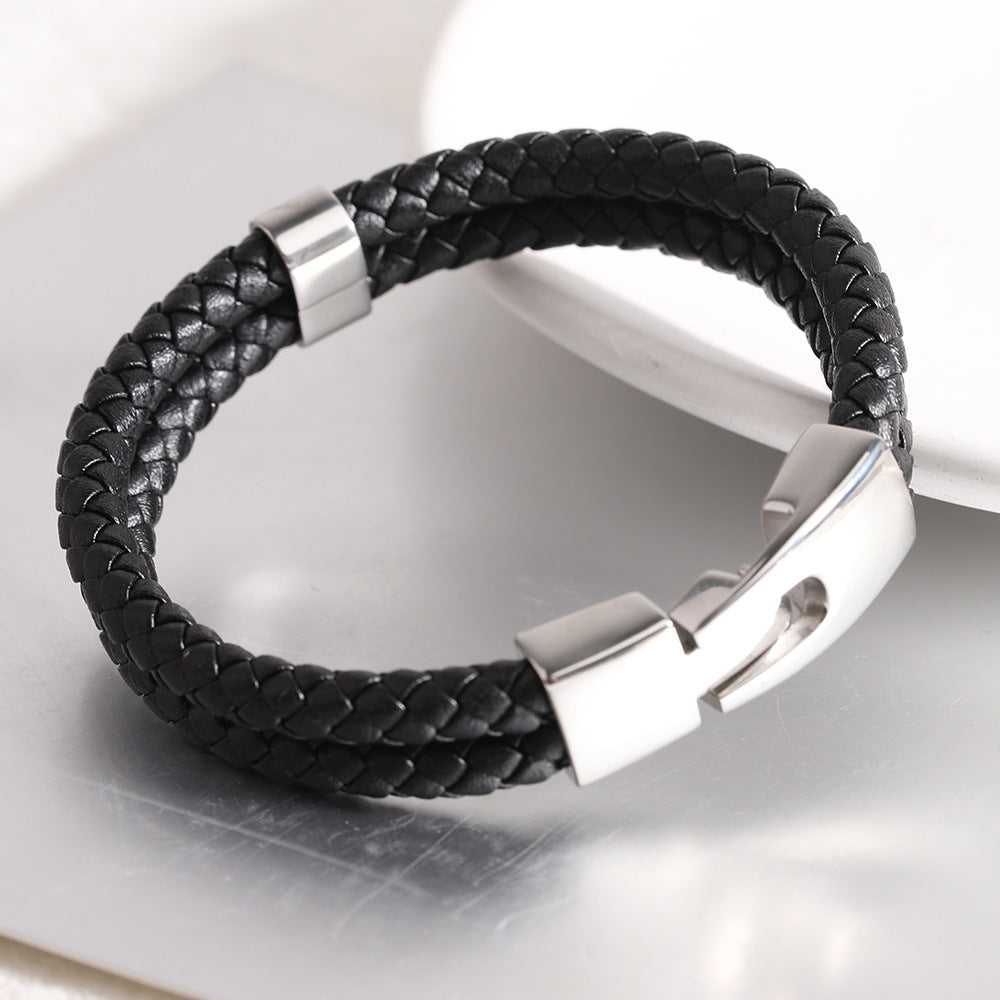 Leather and Stainless Steel Bracelet