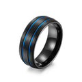 Striped Ring in Brushed Tungsten Steel