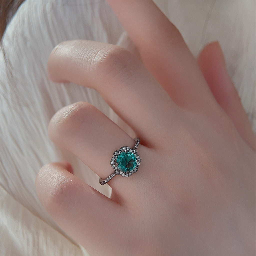 Flower Ring with Crystal Stone