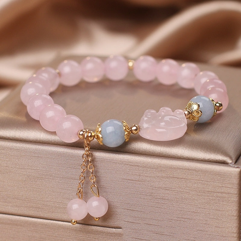 Pulseira em Cristal Rosa Doce