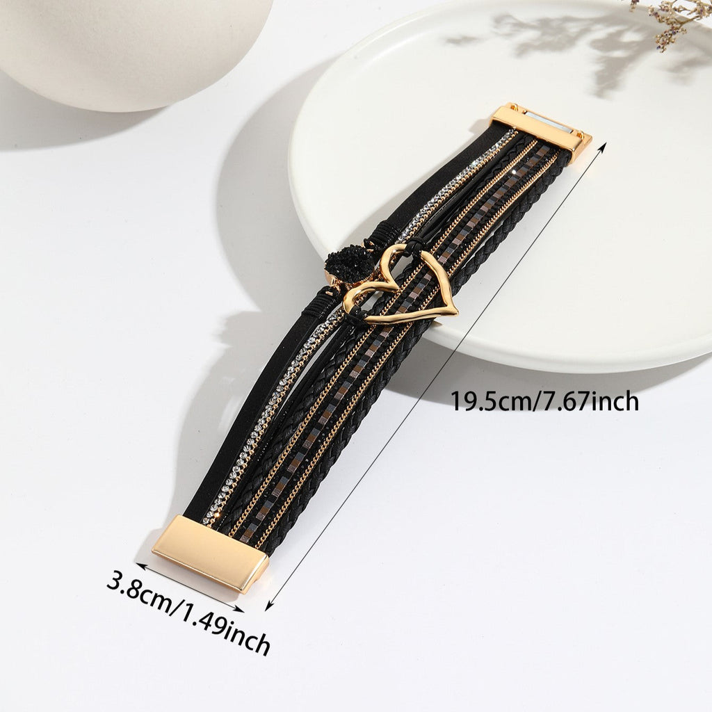 Pulseira Boêmia de Couro e Pedra Natural