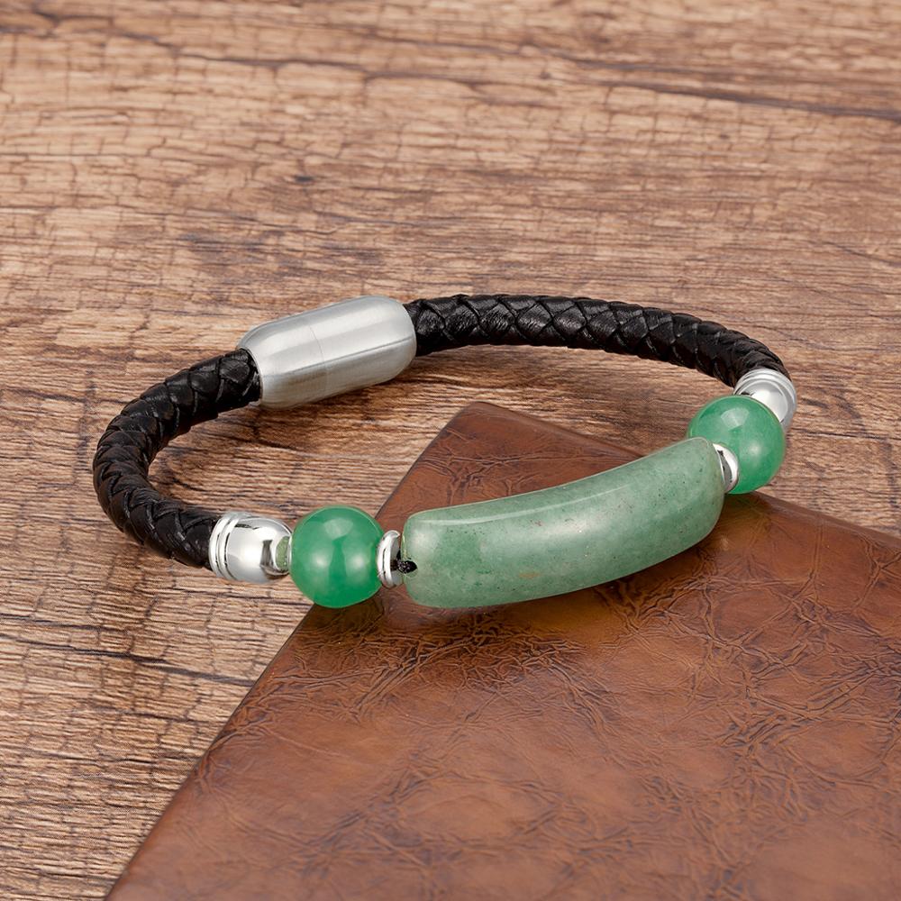 Leather bracelet with natural stone.