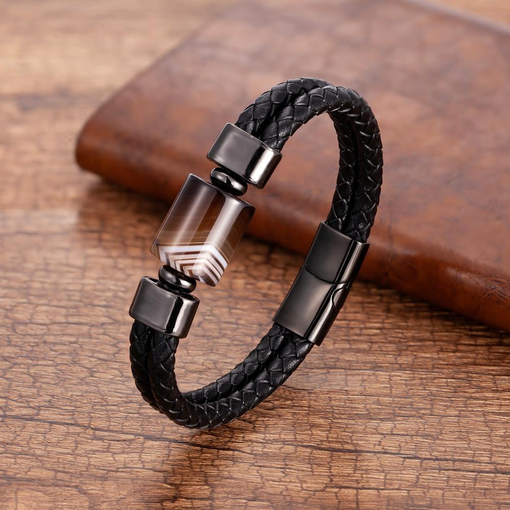 Leather and Natural Stone Bracelet