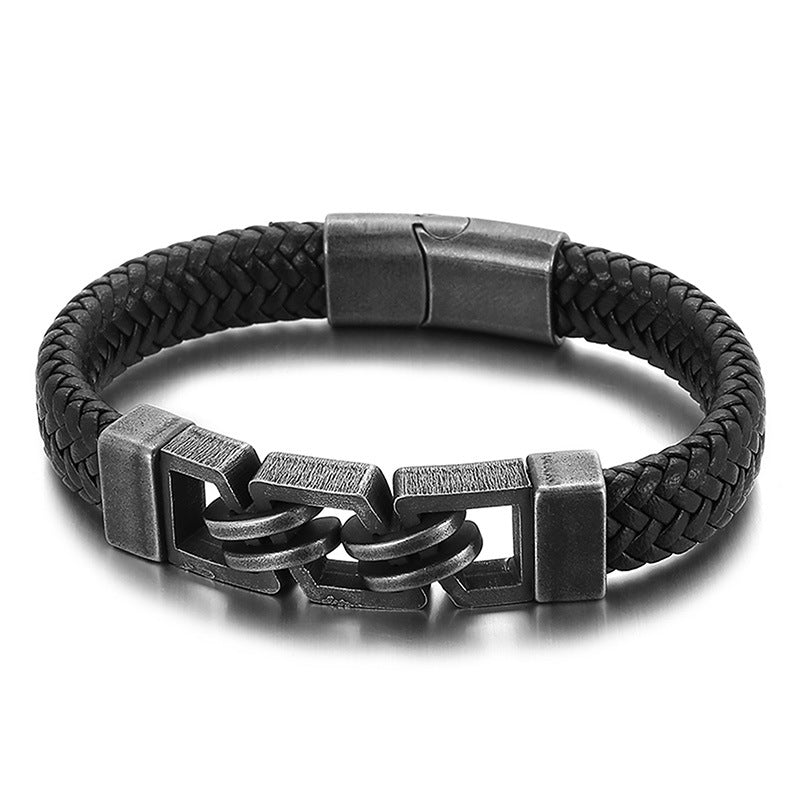 Leather and Stainless Steel Bracelet