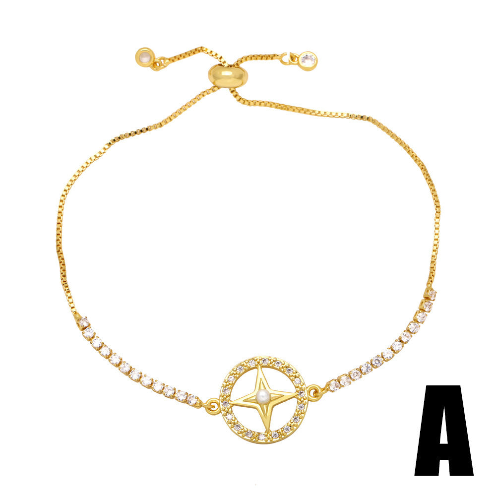 Pearl bracelet with cubic zirconia.