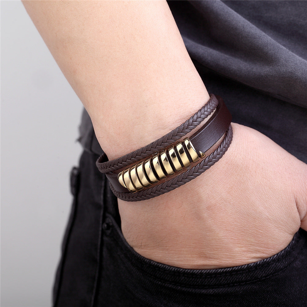 Leather and Stainless Steel Bracelet