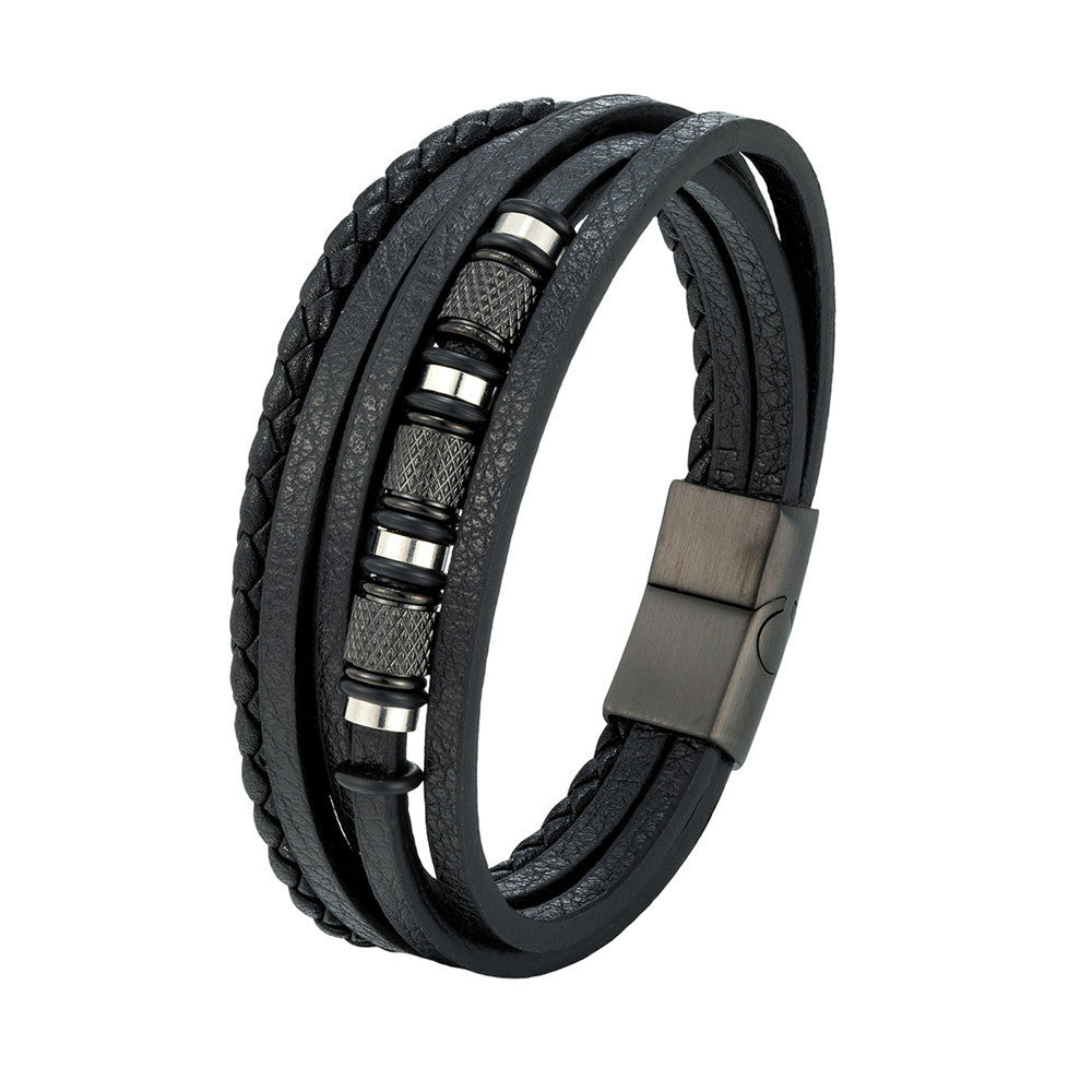 Leather and Stainless Steel Bracelet
