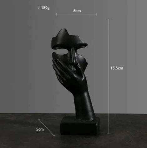 Abstract Face & Hand Resin Sculpture – Modern Home Décor Accent