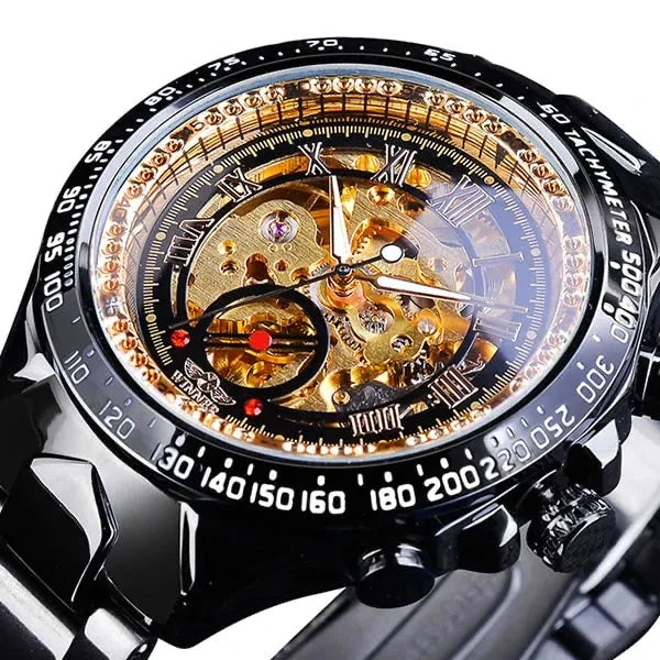 Men's gold mechanical watch