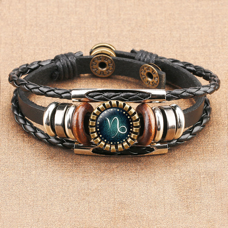 Pulsera de cuero del zodiaco