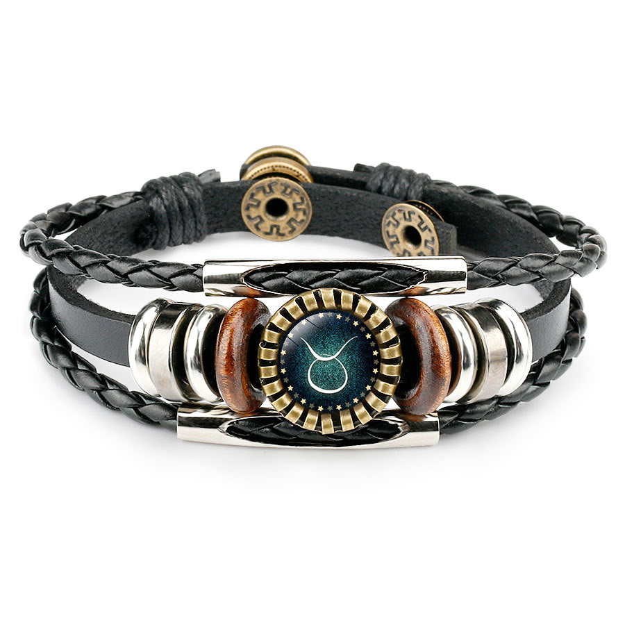 Pulsera de cuero del zodiaco