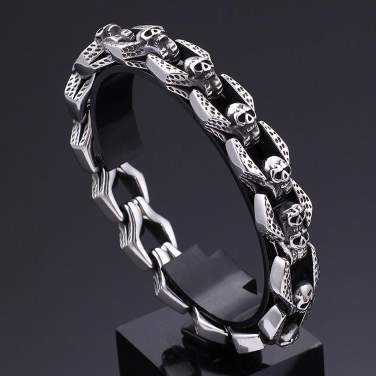 Pulseira Skull em Aço Inoxidável 316L