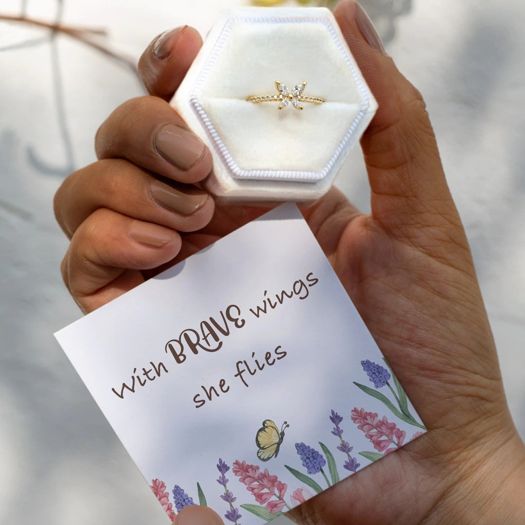 Butterfly Ring with Cubic Zirconia