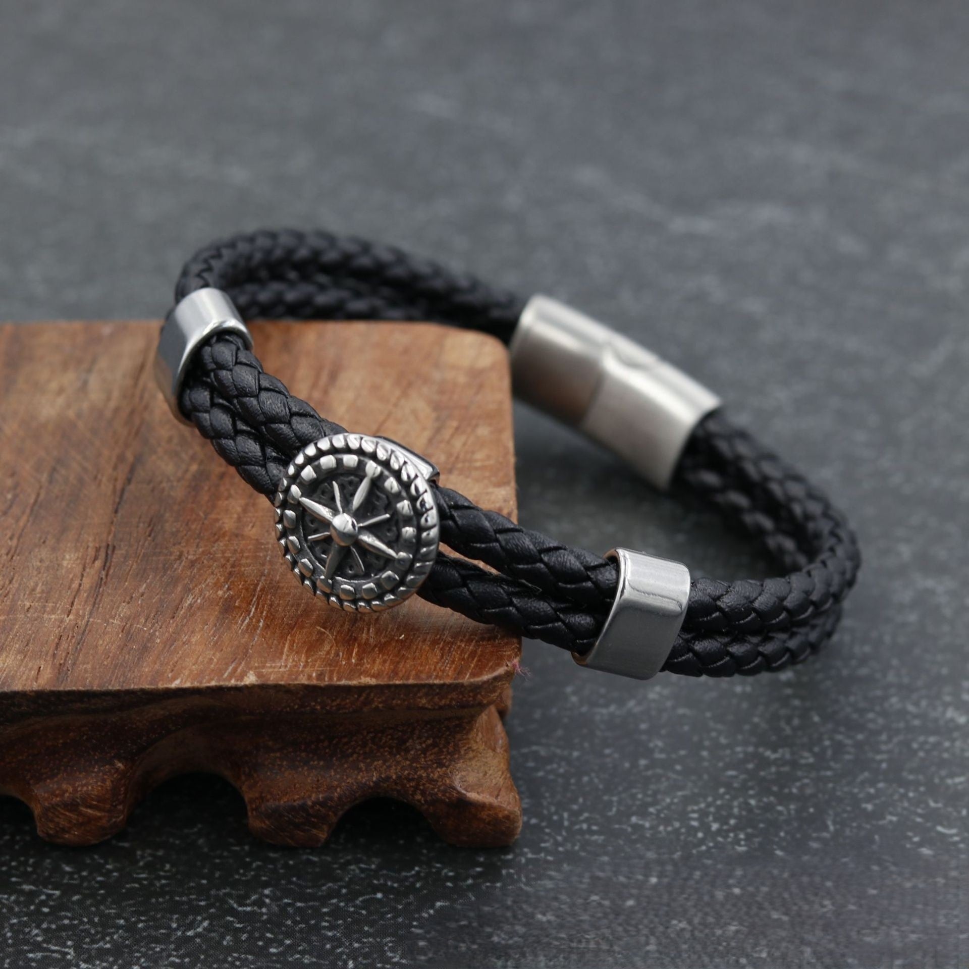 Leather and Stainless Steel Bracelet