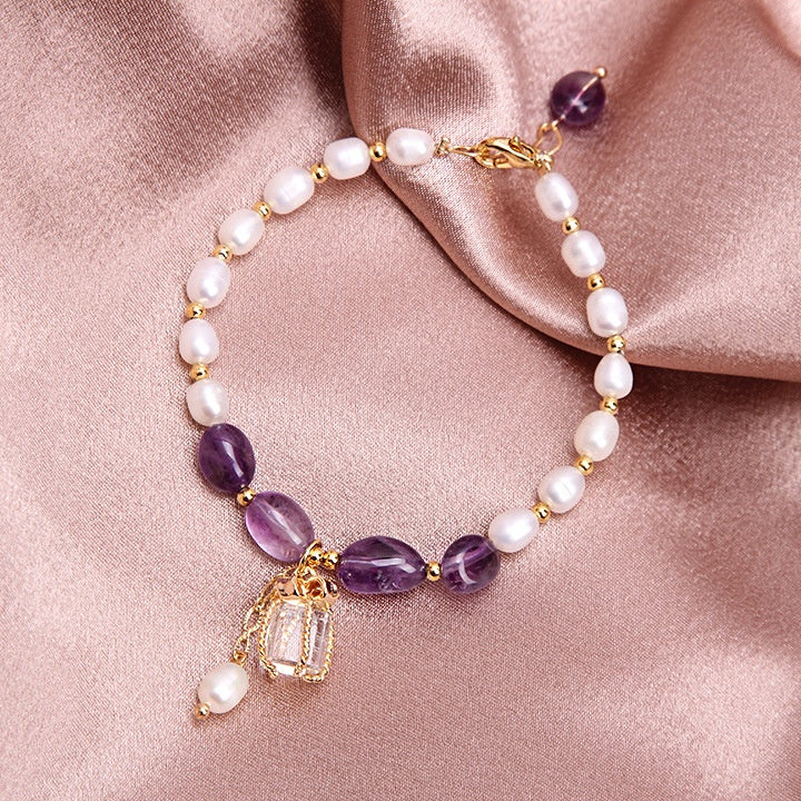 Pulsera de perlas y cristales naturales