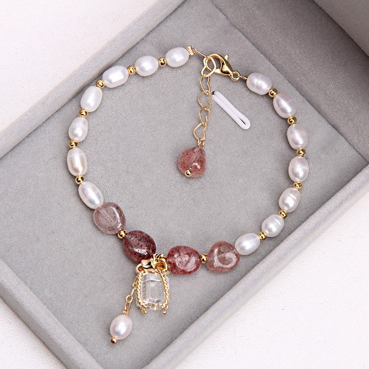 Pulsera de perlas y cristales naturales