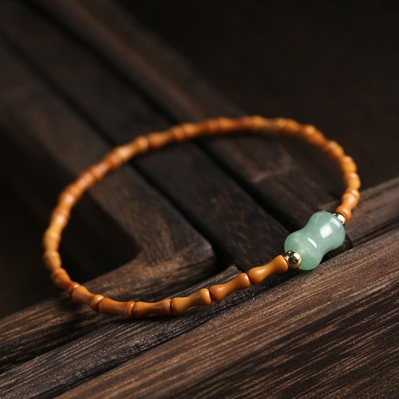 Bamboo bracelet with green jade.