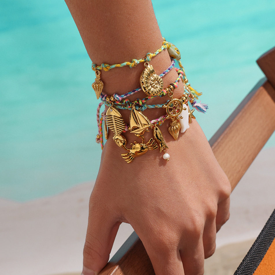 Pulseira Náutica em Corda Trançada com Aço Inoxidável