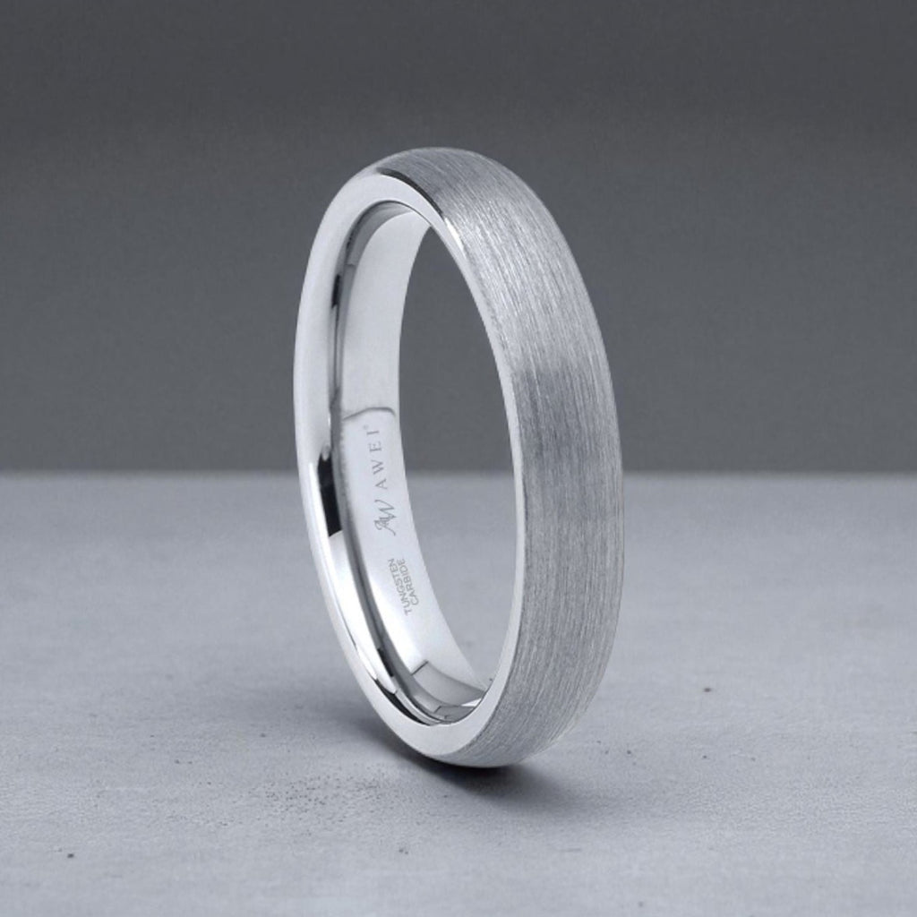 Anillo de pareja de acero de tungsteno cepillado