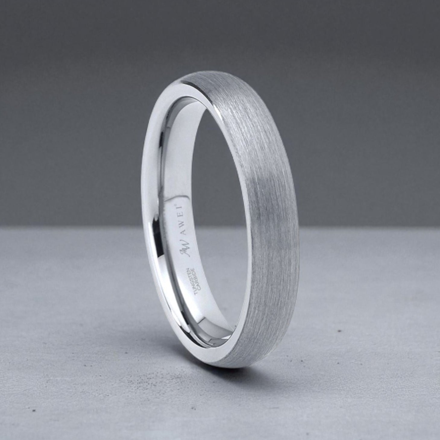 Anillo de pareja de acero de tungsteno cepillado