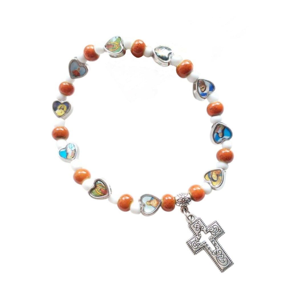 Pulseira Corações Sagrados com Cruz