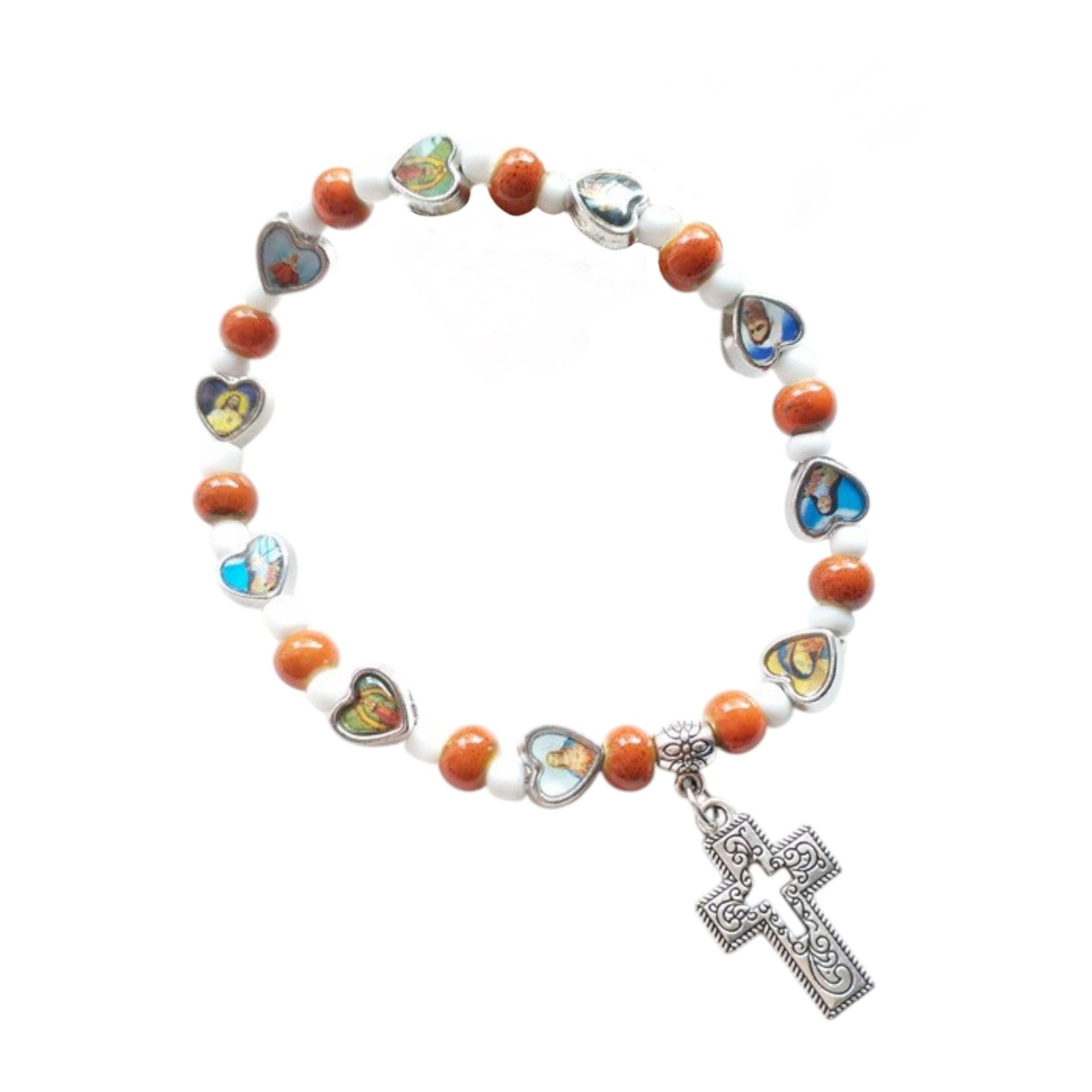 Pulseira Corações Sagrados com Cruz