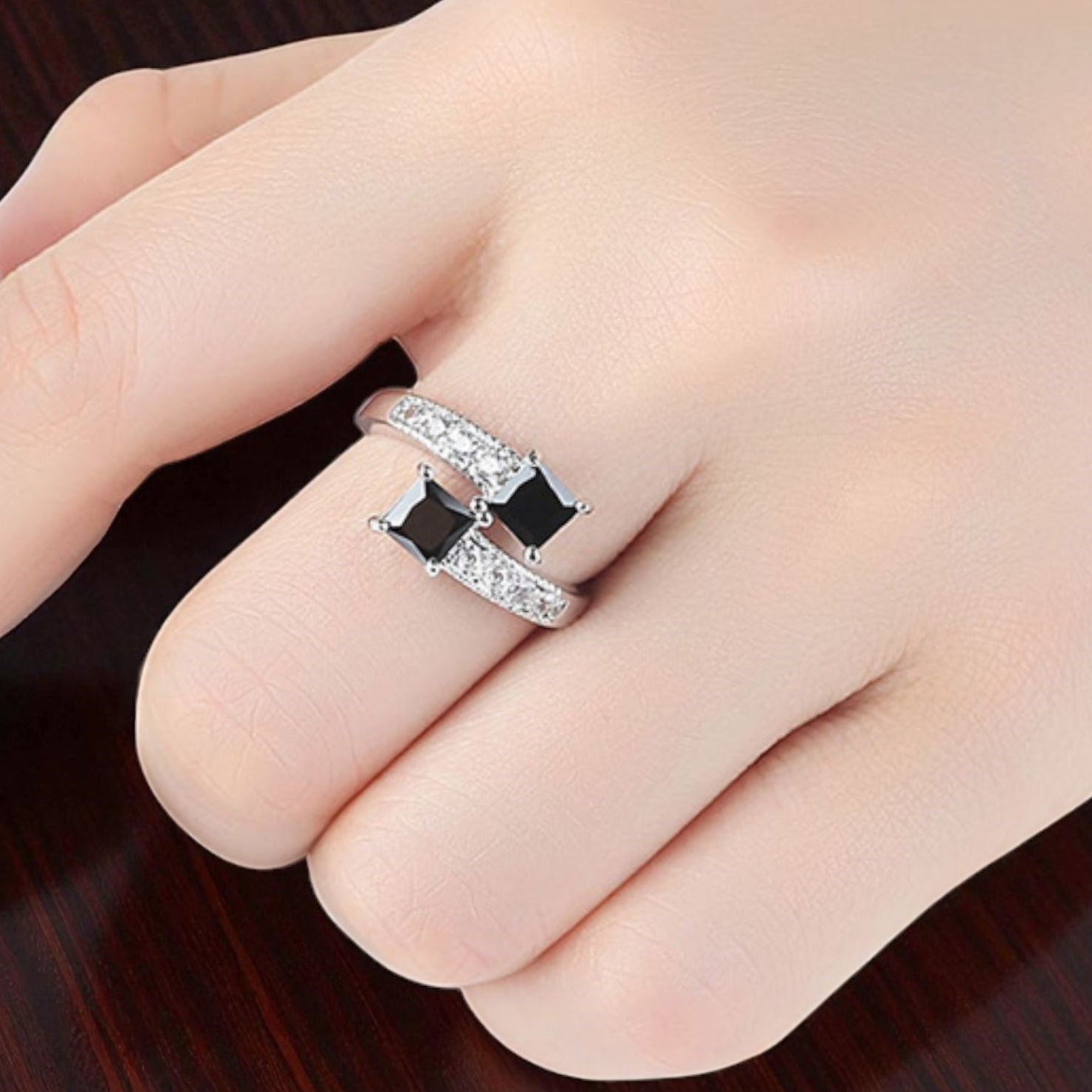 Elegance Duet Ring in Cubic Zirconia