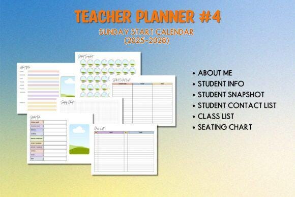 Editable Teacher Planner 2025-2028: Canva Template (Digital Download)