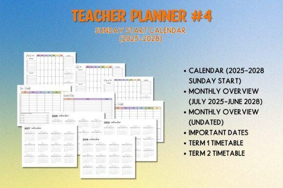 Editable Teacher Planner 2025-2028: Canva Template (Digital Download)