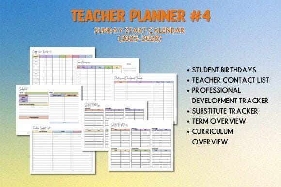 Editable Teacher Planner 2025-2028: Canva Template (Digital Download)