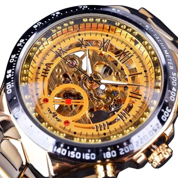 Men's Mechanical Sport Golden Watch