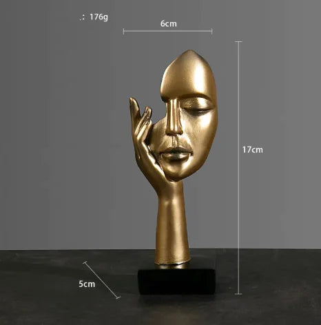 Abstract Face & Hand Resin Sculpture – Modern Home Décor Accent
