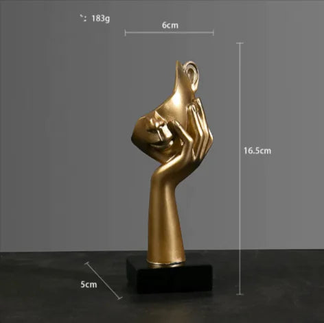 Abstract Face & Hand Resin Sculpture – Modern Home Décor Accent