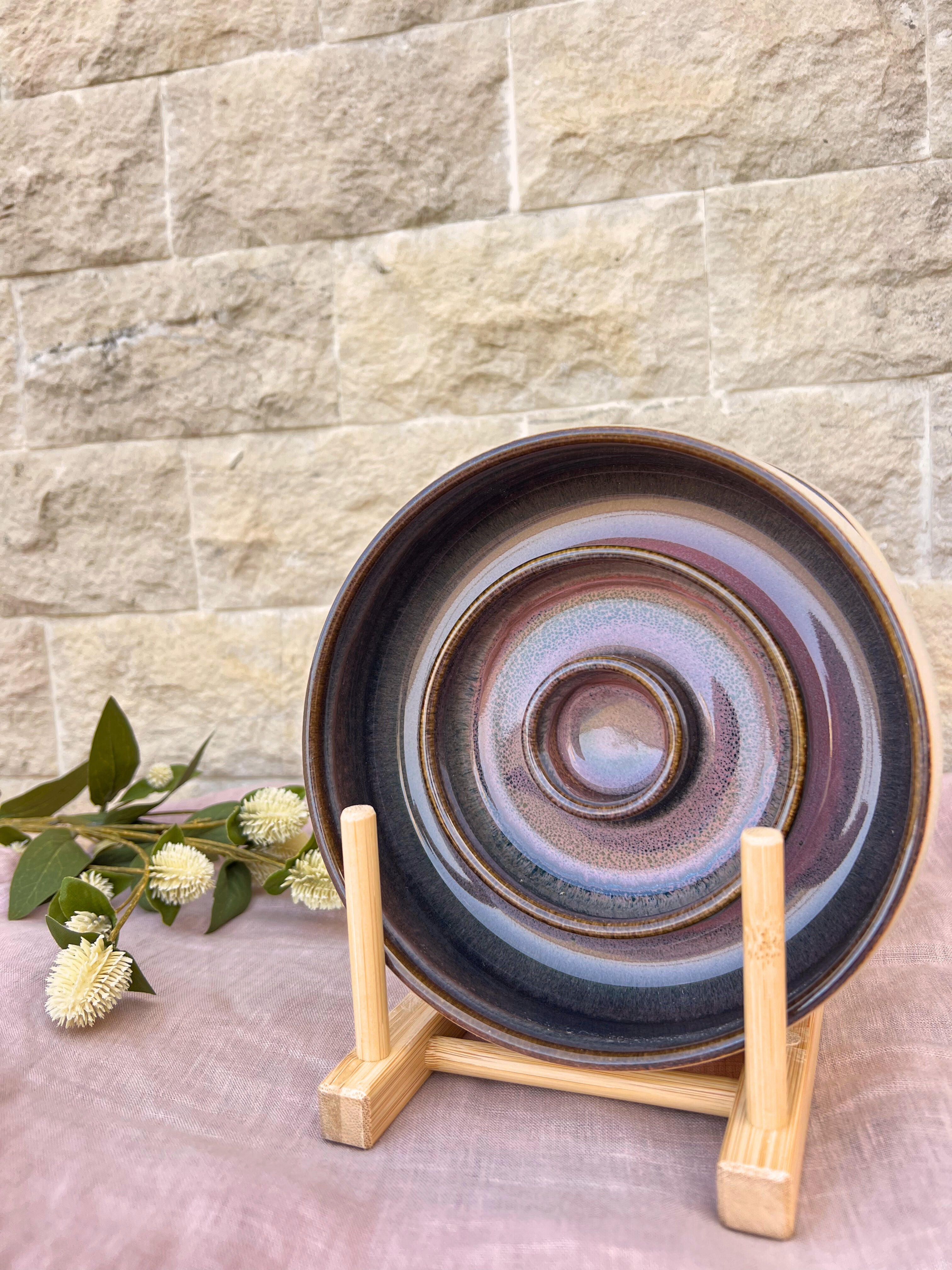 Slow Feed Ceramic Bowl "Pink Bloom"