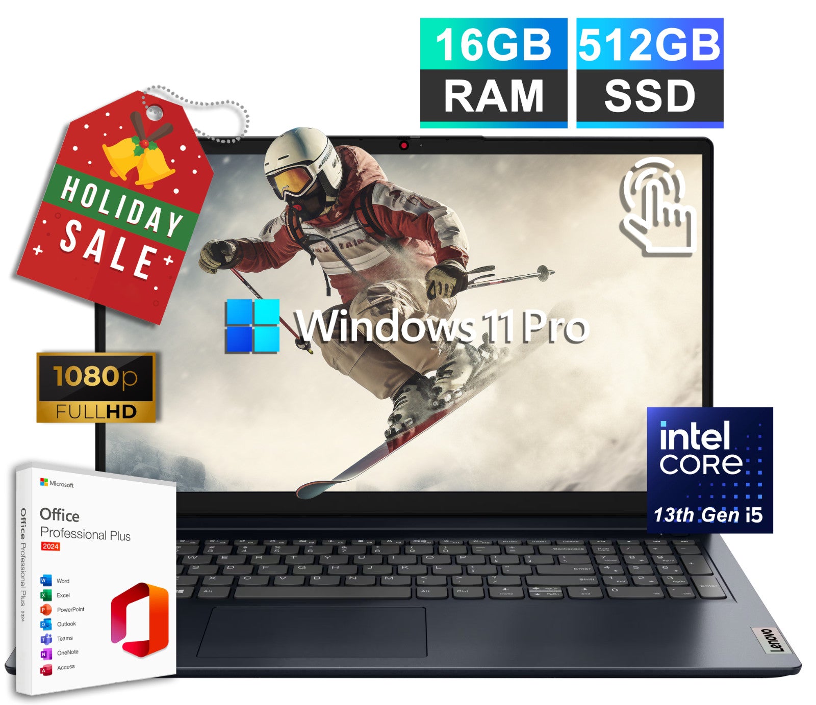 2025 Lenovo IdeaPad Touch Laptop 15.6” 13th Intel i5 16GB RAM 512GB SSD Office