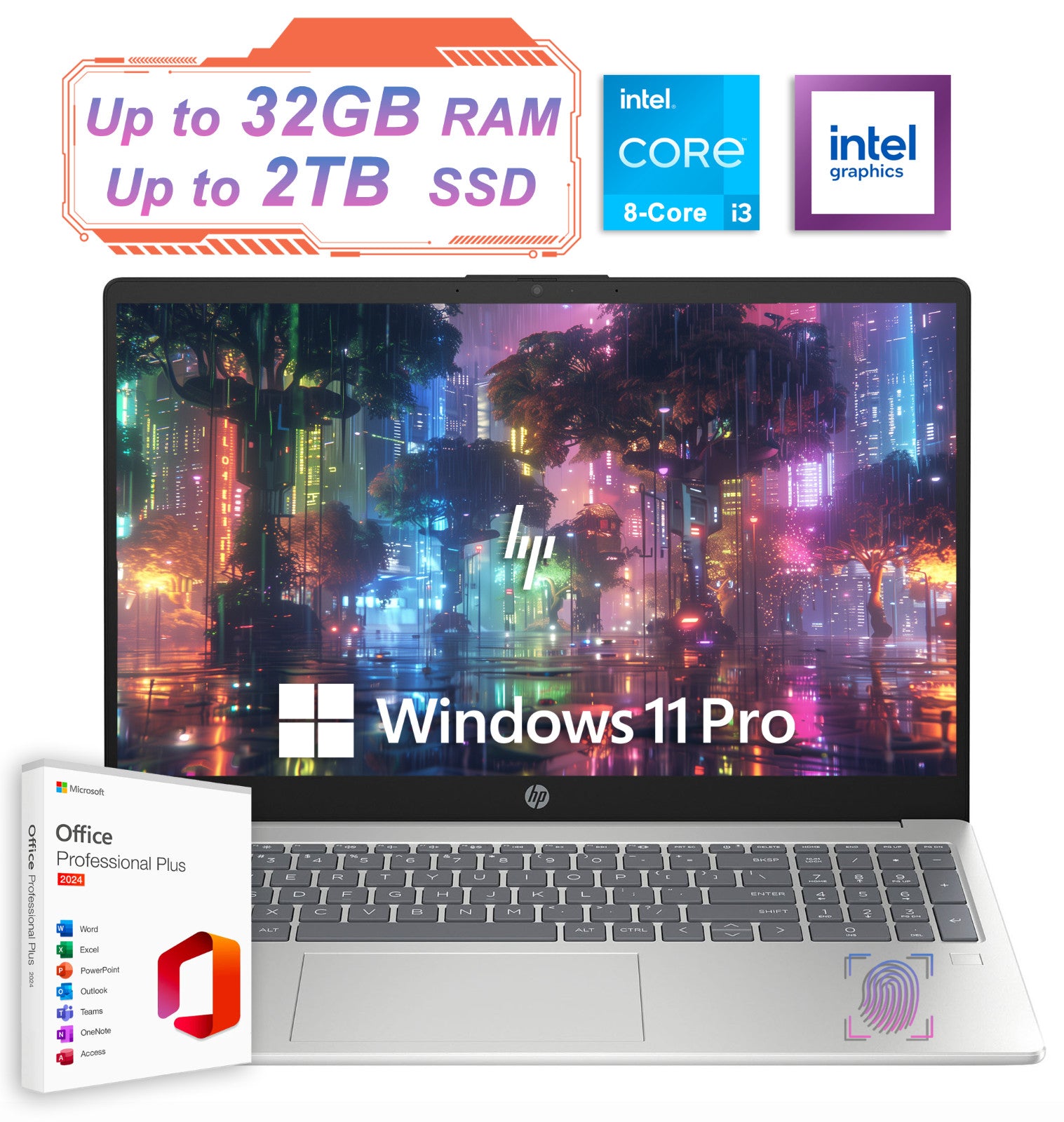2025 HP Laptop Computer 15 Office 2024 FHD 8-Core Intel i3 Upto 32GB RAM 2TB SSD
