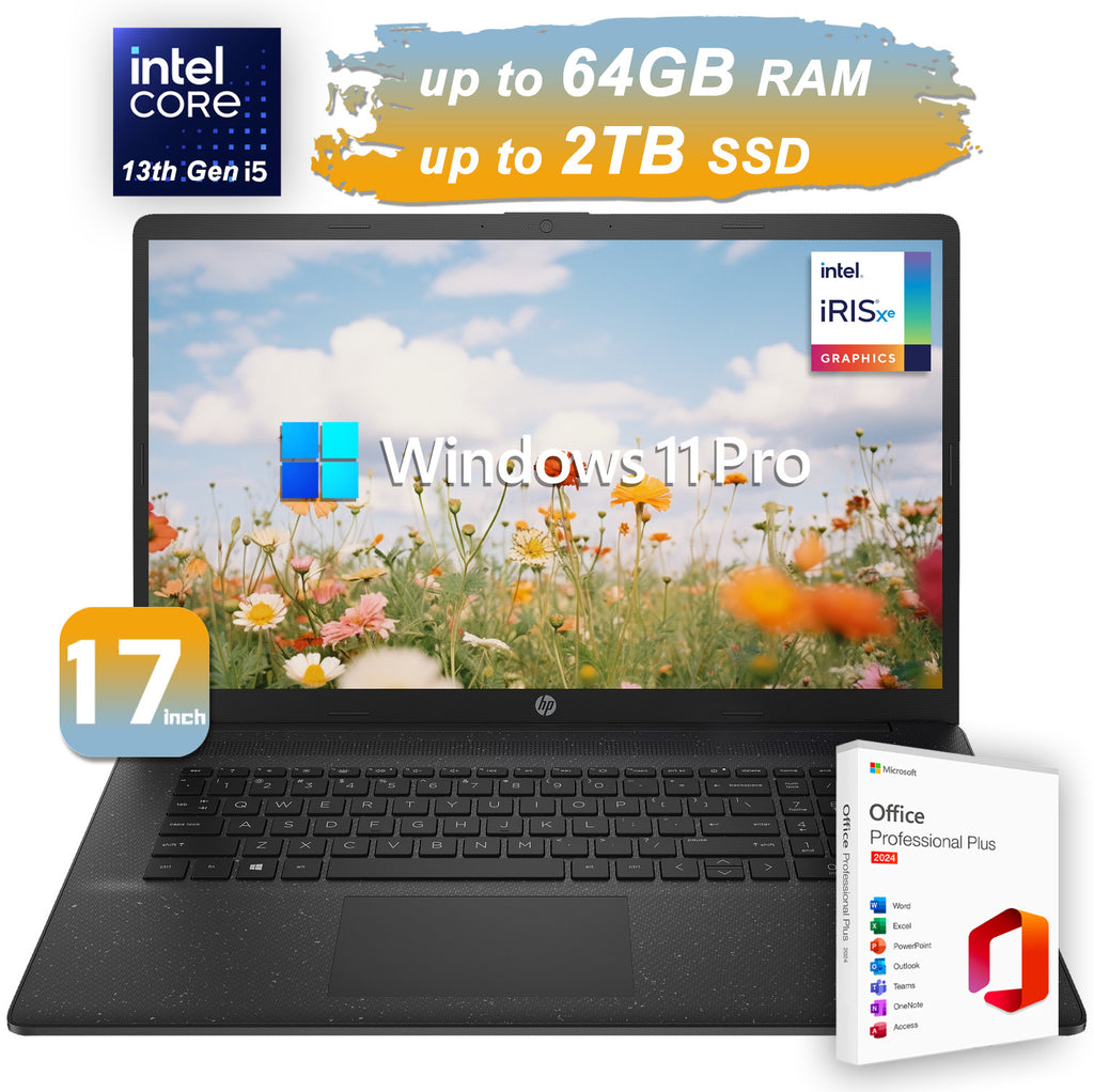 2025 HP Laptop Computer 17.3 10-Core Intel i5 Upto 64GB RAM 2TB SSD Pro Office