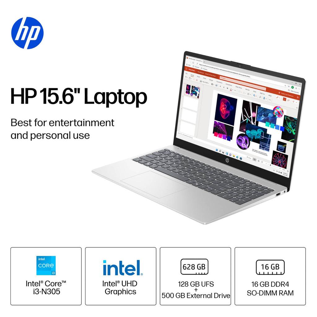 2025 HP Pavilion Laptop Computer 15.6 8-Core Intel i3 16GB RAM 628GB Storage Pro