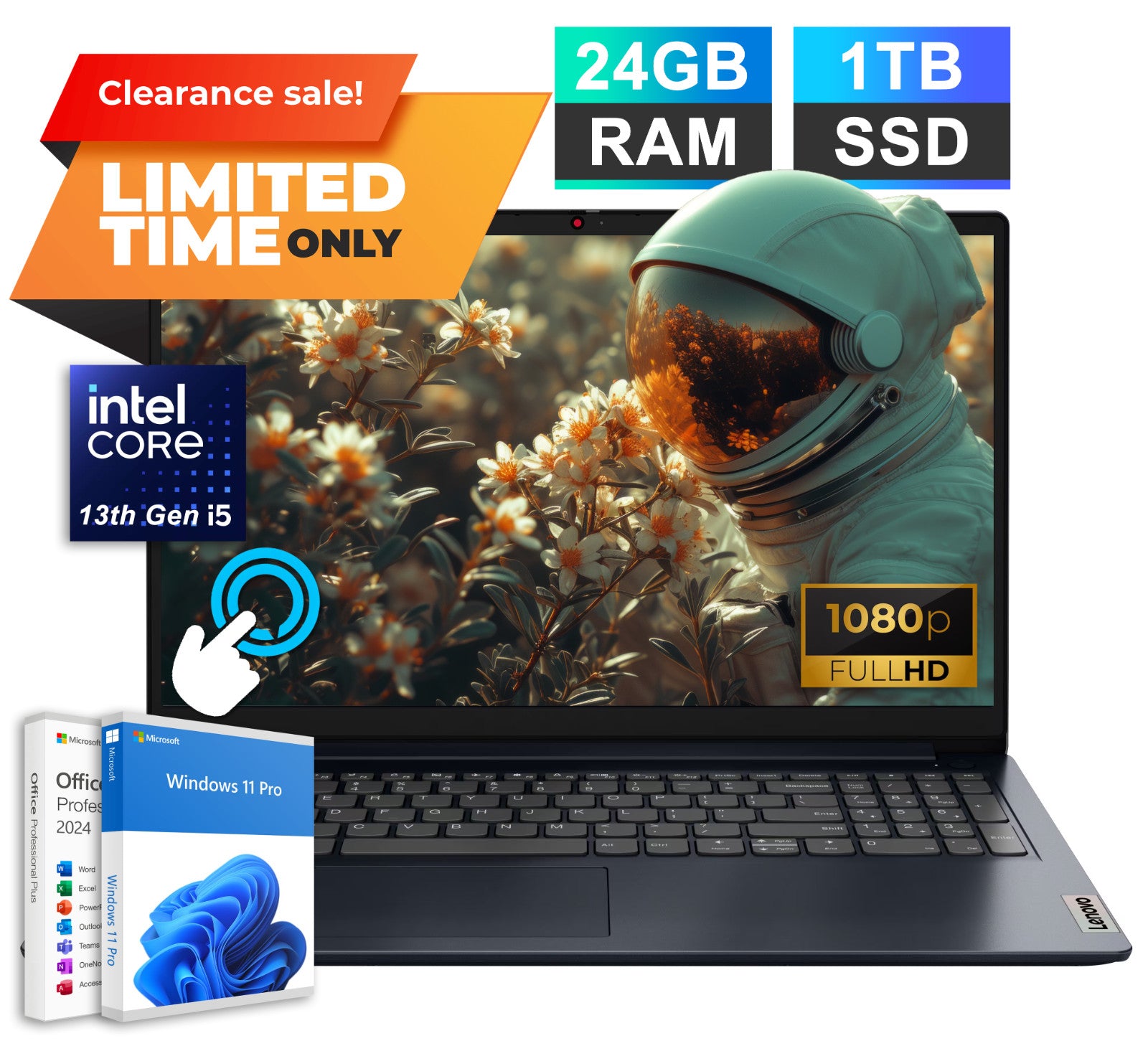 2025 Lenovo IdeaPad Touchscreen Laptop 15.6” 13th Intel i5 24GB RAM 1TB SSD Pro