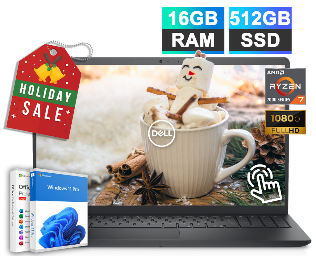 2025 Dell Inspiron 15 Laptop Office 2024 FHD Touch Ryzen 7 7730U 16GB 512GB SSD