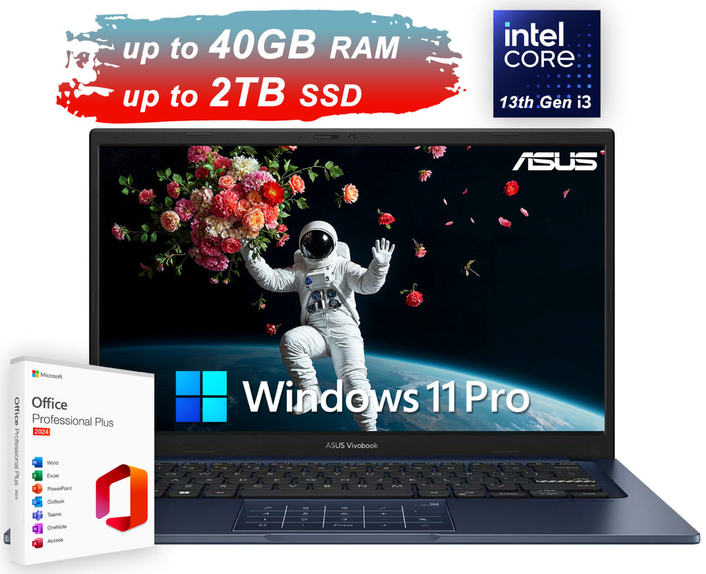 2025 ASUS Vivobook 14 Laptop MS Office 6-Core Intel i3 Upto 40GB RAM 2TB SSD Pro