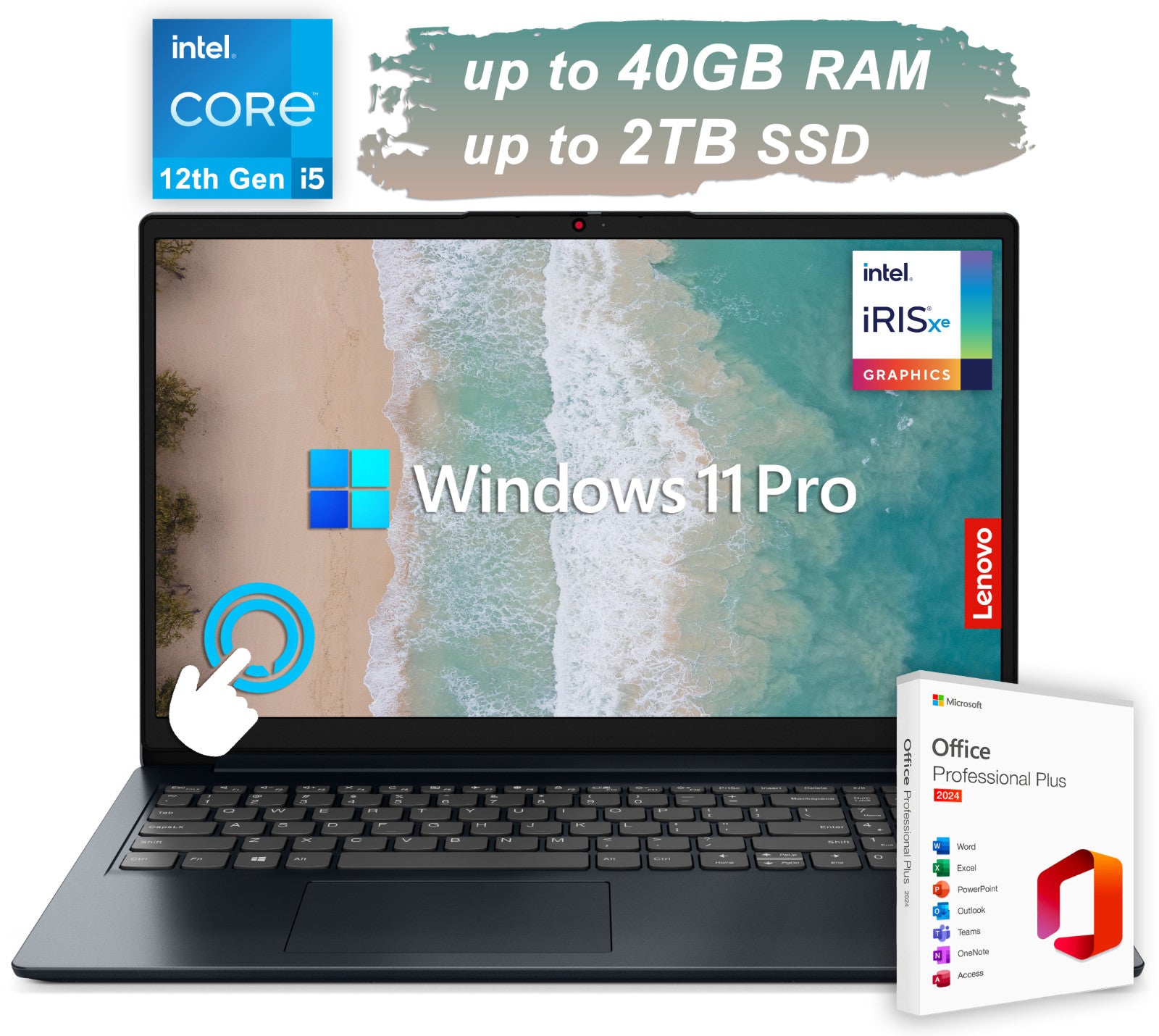 2025 Lenovo IdeaPad Laptop 15 Touch Office 10-Core Intel i5 MAX 40GB RAM 2TB SSD