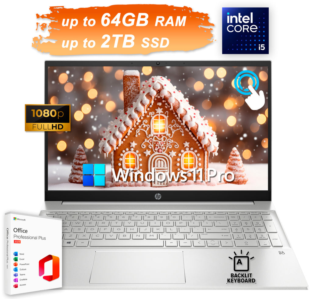 2025 HP Pavilion Laptop 15.6 Touch 10-Core Intel i5 Upto 64GB RAM 2TB SSD Office