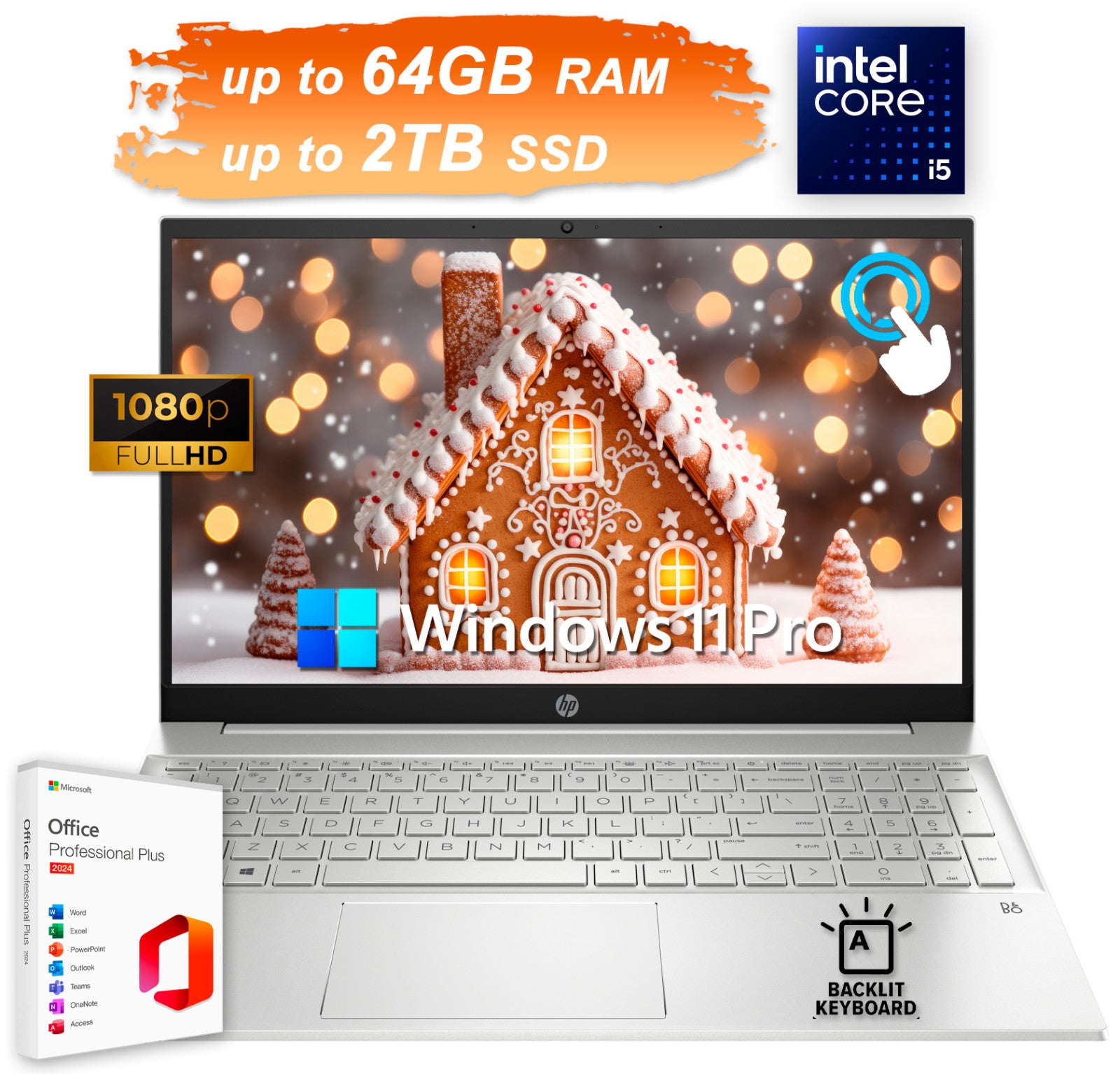 2025 HP Pavilion Laptop 15.6 Touch 10-Core Intel i5 Upto 64GB RAM 2TB SSD Office