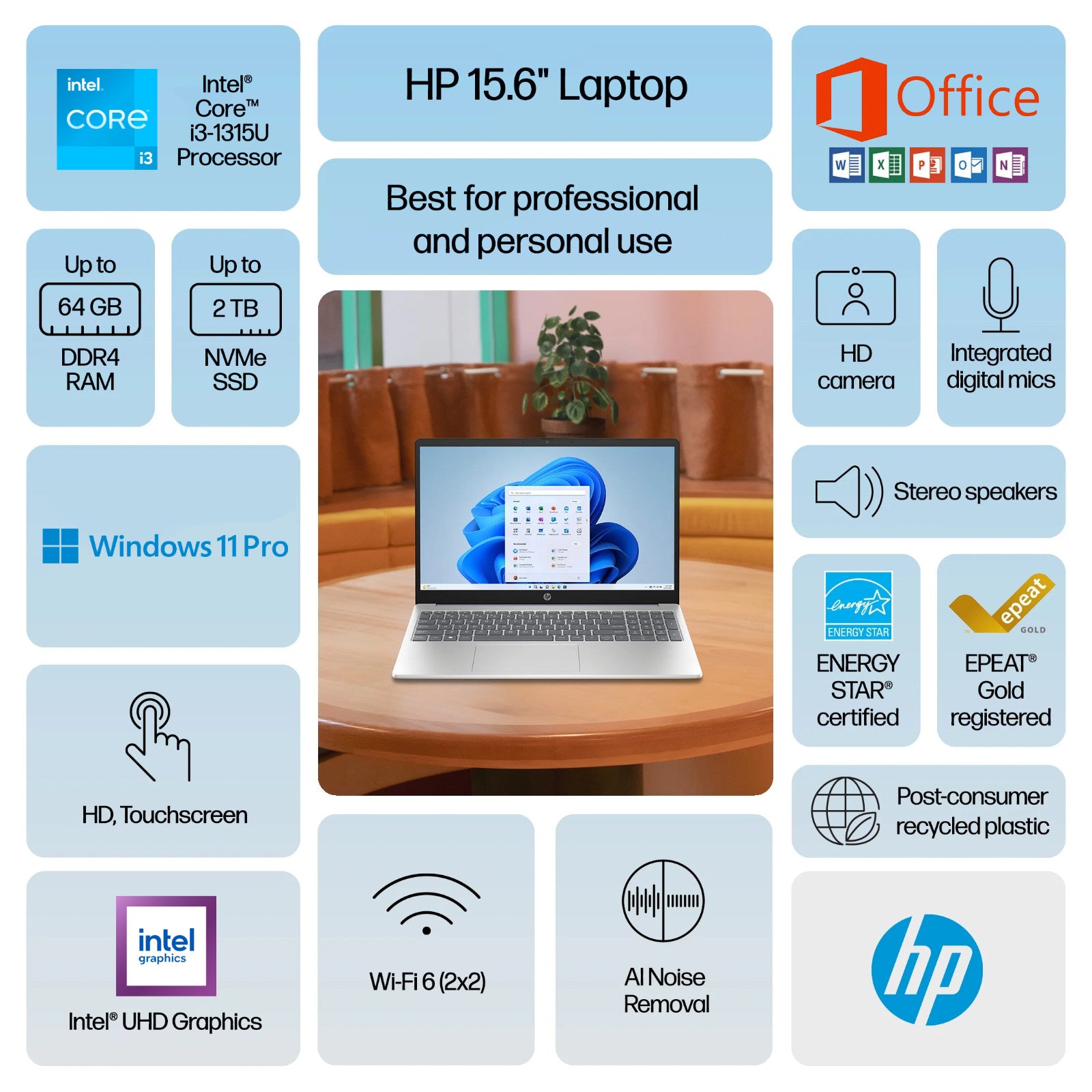 2025 HP Laptop Computer 15.6 Touch 6-Core Intel i3 Upto 64GB RAM 2TB SSD Office