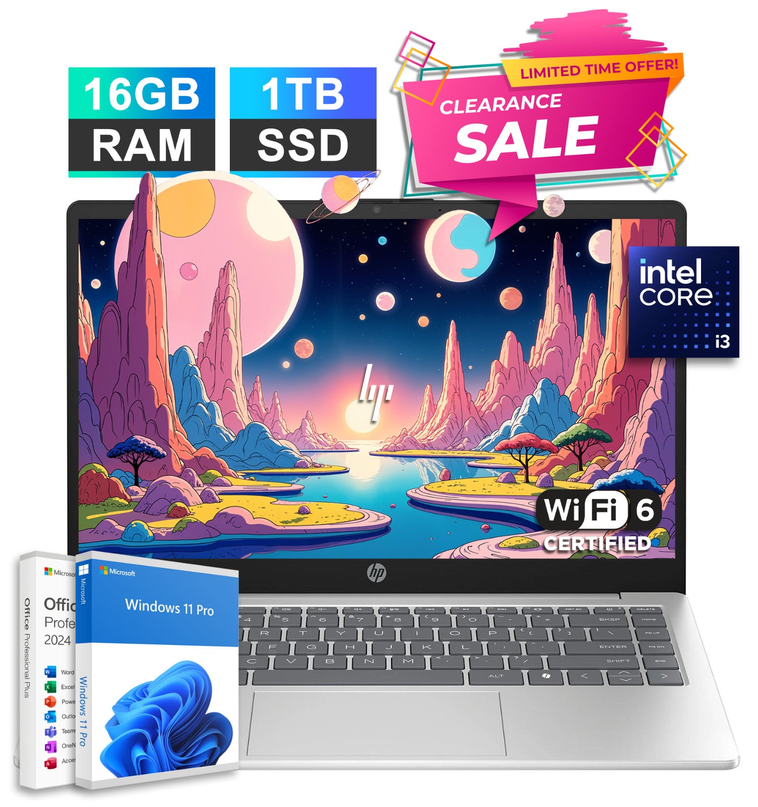 2025 HP Laptop Computer 14" 8-Core Intel i3 Upto 3.80 GHz 16GB RAM 1TB SSD Pro