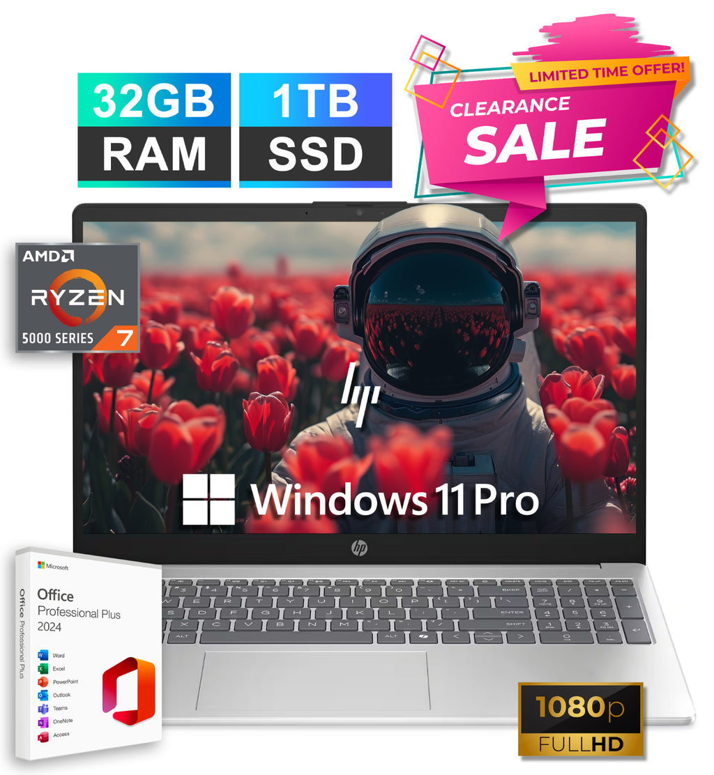 2025 HP Pavilion Laptop 15.6" 8-Core AMD Ryzen 7 32GB RAM & 1TB SSD Office PRO