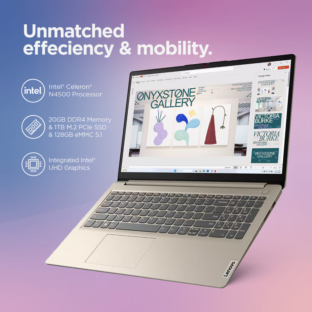 2025 Lenovo IdeaPad Laptop 15.6" 1-Yr MS 365 Intel Dual-Core 20GB RAM & 1TB SSD