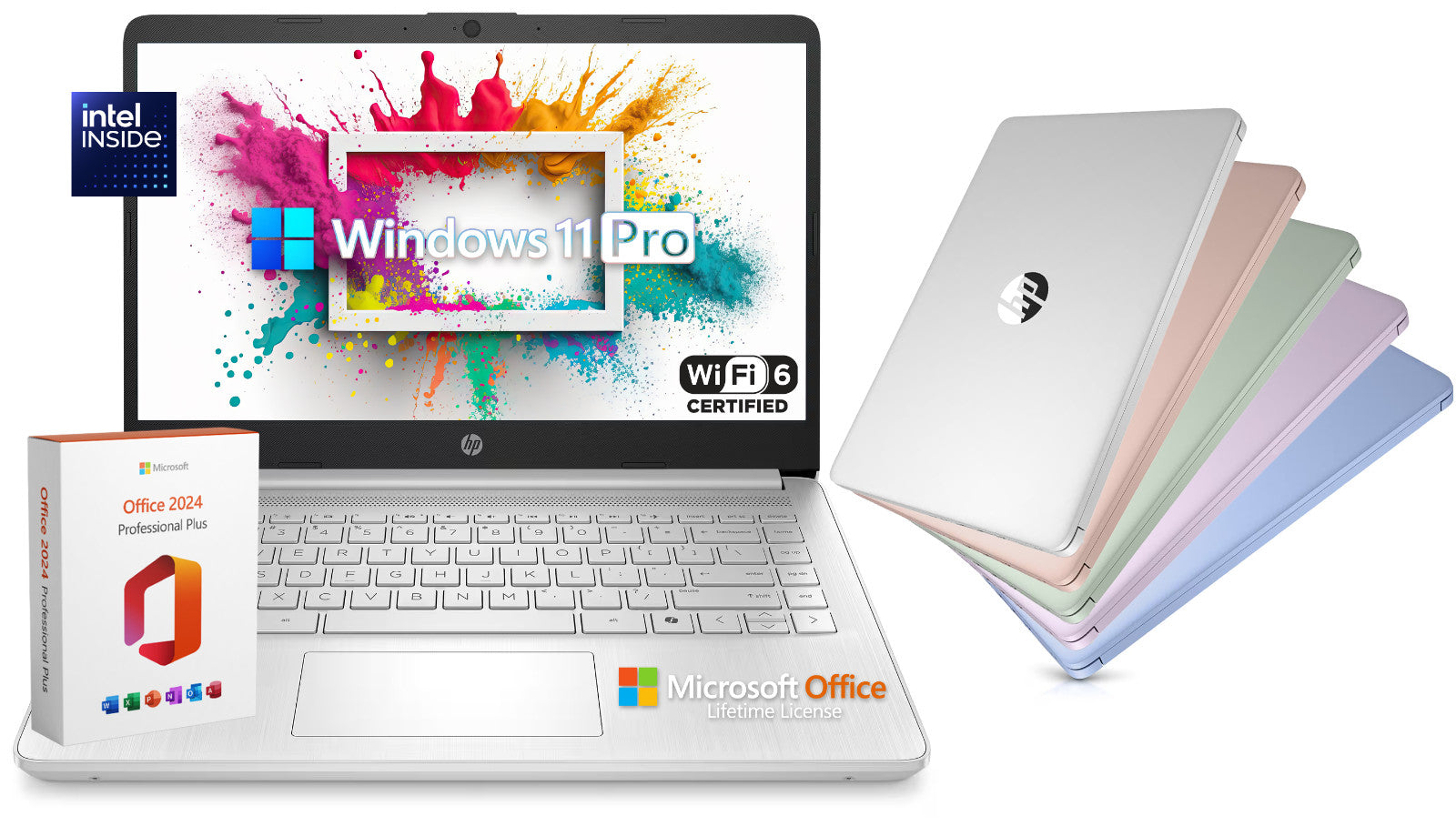 2025 HP Laptop Computer 14" 4-Core Intel CPU 16GB RAM 628GB Storage Office Pro