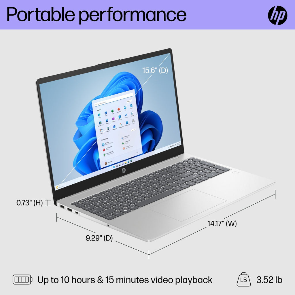 Portátil HP 2025 de 15,6" FHD, Intel i3 de 8 núcleos, 32 GB de RAM, SSD de 1 TB, Office 2024 